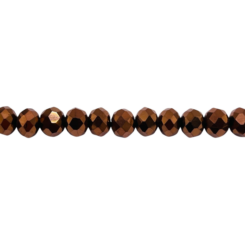 6mm Thunder Polish Glass Crystal Roundel Cut Copper