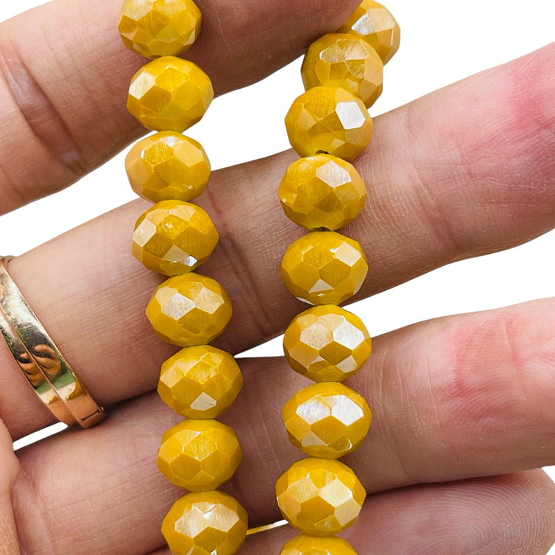 10mm Thunder Polish Glass Crystal Roundel Cut Banana Jade AB