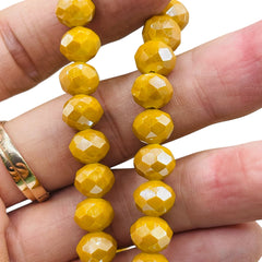 10mm Thunder Polish Glass Crystal Roundel Cut Banana Jade AB