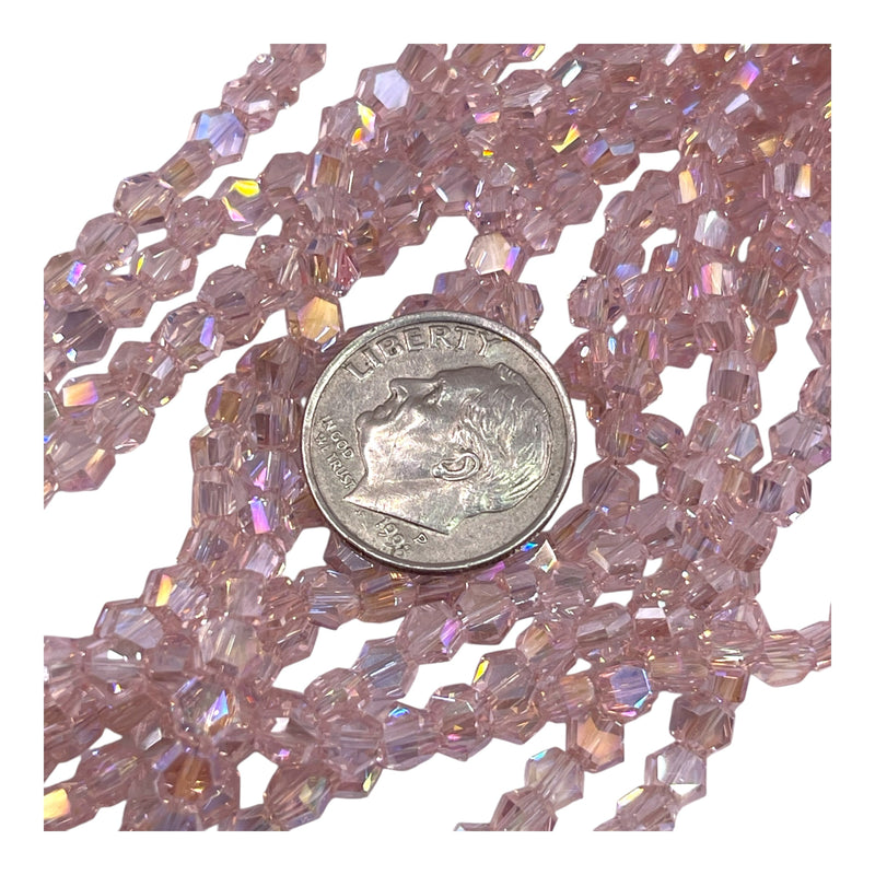 4mm Hexagon Glass Crystal Peach AB