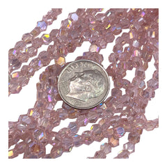 4mm Hexagon Glass Crystal Peach AB