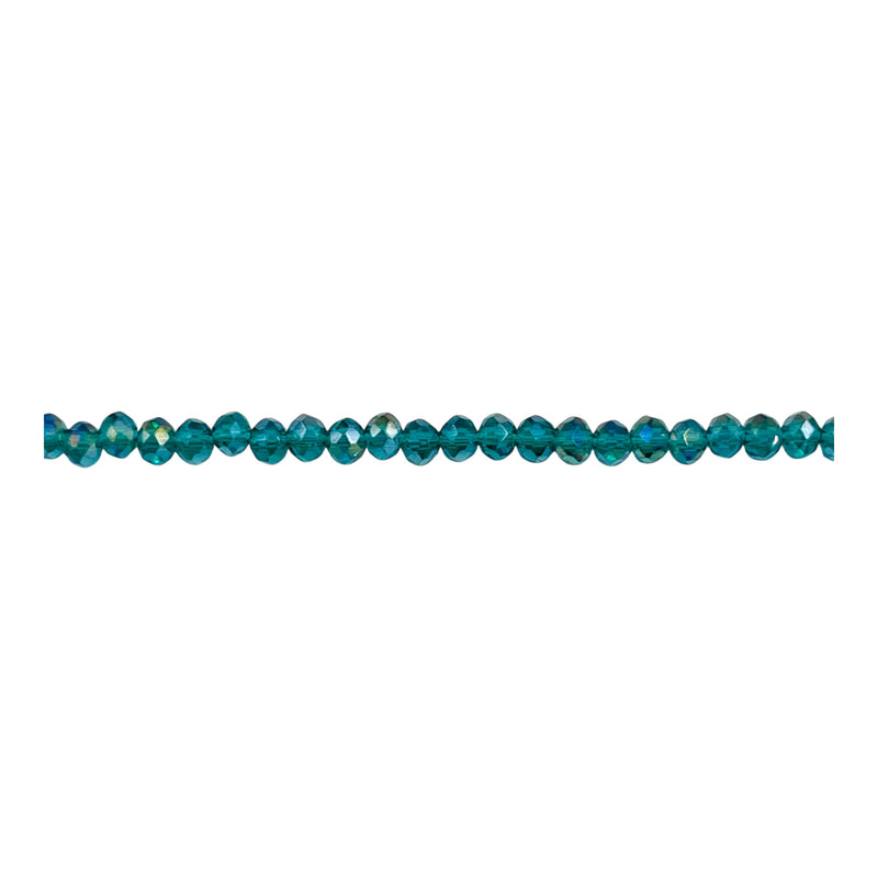 3mm Thunder Polish Glass Crystal Roundel Cut Green Zircon AB