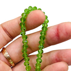 6mm Thunder Polish Glass Crystal Roundel Cut Peridot