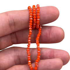 2mm Thunder Polish Glass Crystal Roundel Cut Orange Jade AB