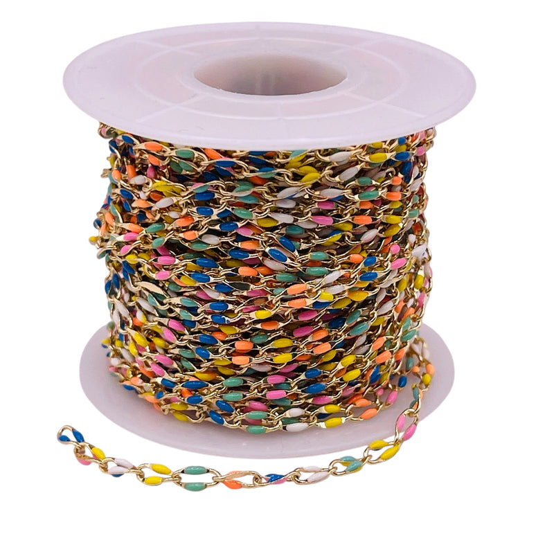 Losolo 6x4mm Stainless Steel Chain Rainbow