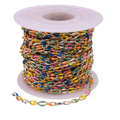 Losolo 6x4mm Stainless Steel Chain Rainbow