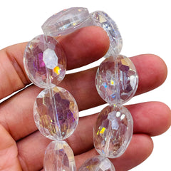 24x20mm Flat Oval Glass Crystal Clear AB