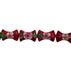 15x10mm Pillow Cloisonne Red