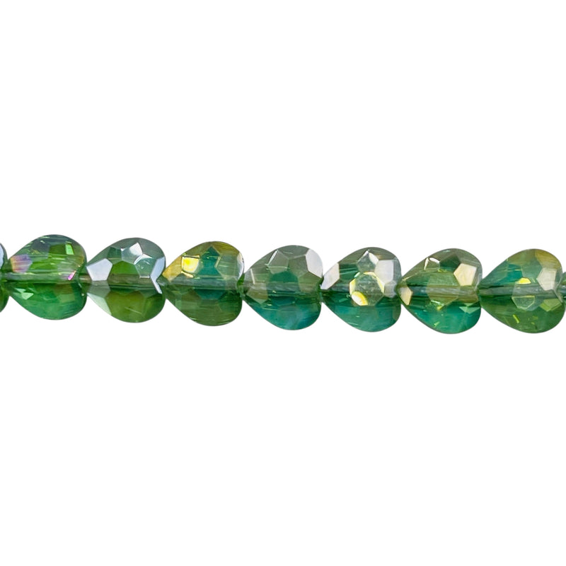 8mm Heart Glass Crystal Chrysolite