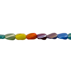 7x4mm Oval Twisted Glass Crystal Rainbow