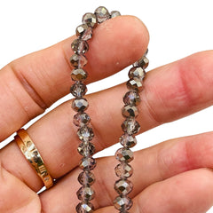 6mm Thunder Polish Glass Crystal Roundel Cut Half Silver