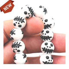 12mm Round Skull Ceramic White