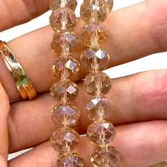 10mm Thunder Polish Glass Crystal Roundel Cut Silver Champagne AB