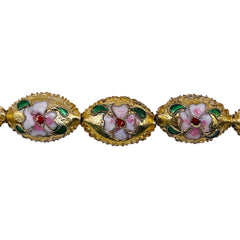 18x12mm Oval Cloisonne Gold