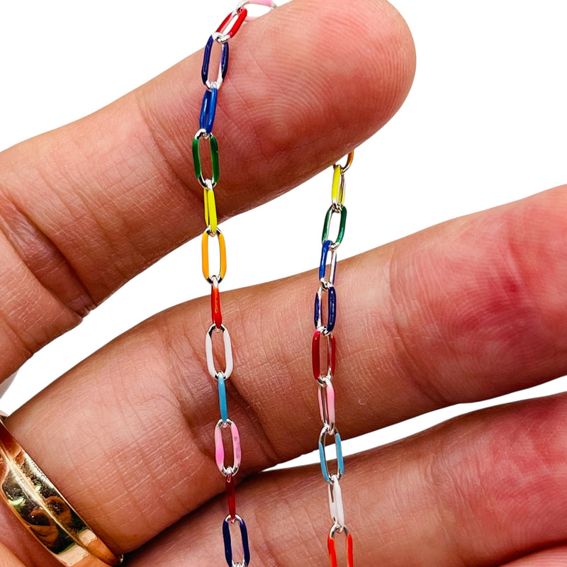 Losolo 6.5x2.8mm Stainless Steel Chain Rainbow