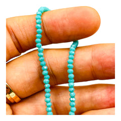 3mm Thunder Polish Glass Crystal Roundel Cut Turquoise Jade AB