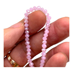 4mm Thunder Polish Glass Crystal Roundel Cut Rose Jade AB