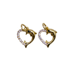 12x12mm Dolphin Heart Charm
