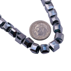 7mm Cube Glass Crystal White Gold