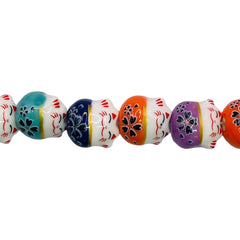 14mm Fortune Cat Handmade and Painted Porcelain Straight Drilled