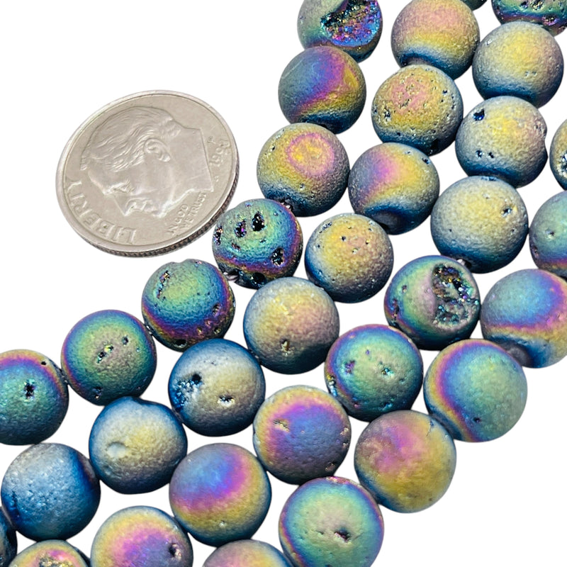 8mm Druzy Round Magic Rainbow