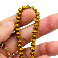 6mm Thunder Polish Glass Crystal Roundel Cut Gold