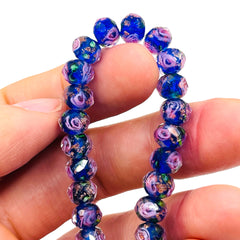 8x6mm Roundel Lampwork Blue