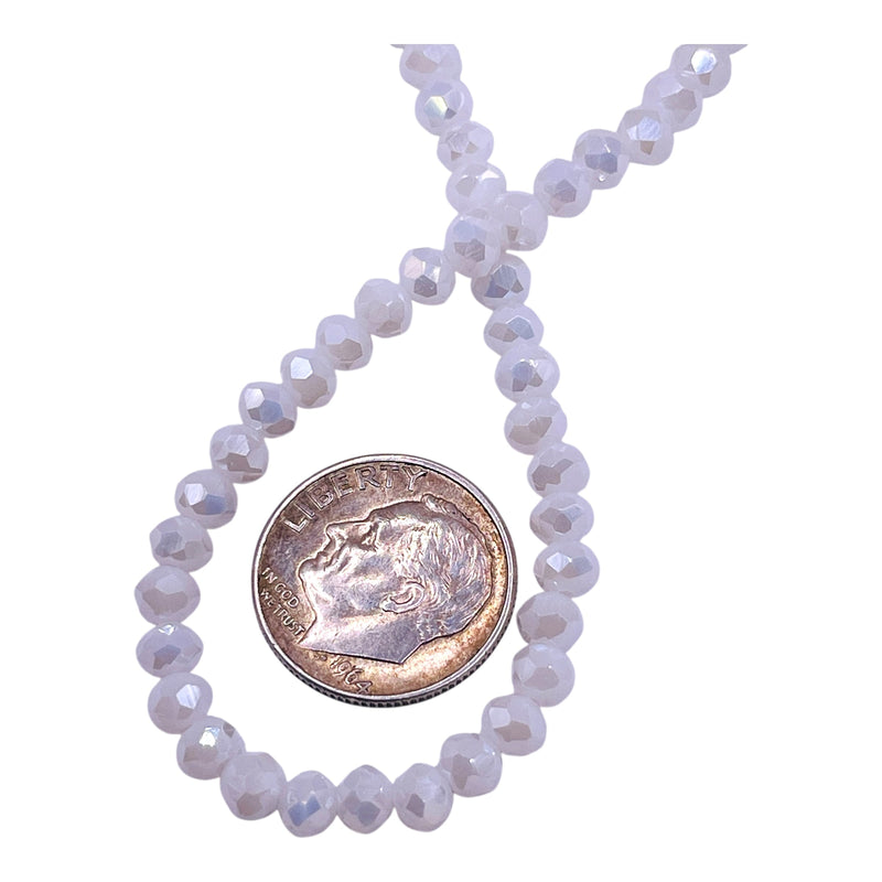 4mm Thunder Polish Glass Crystal Roundel Cut White Jade AB