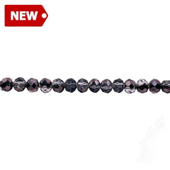 4mm Thunder Polish Glass Crystal Roundel Black Half Hematite