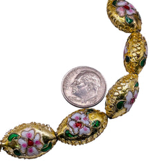 18x12mm Oval Cloisonne Gold