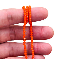 2mm Thunder Polish Glass Crystal Roundel Cut Orange Jade
