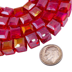10mm Cube Glass Crystal Red AB