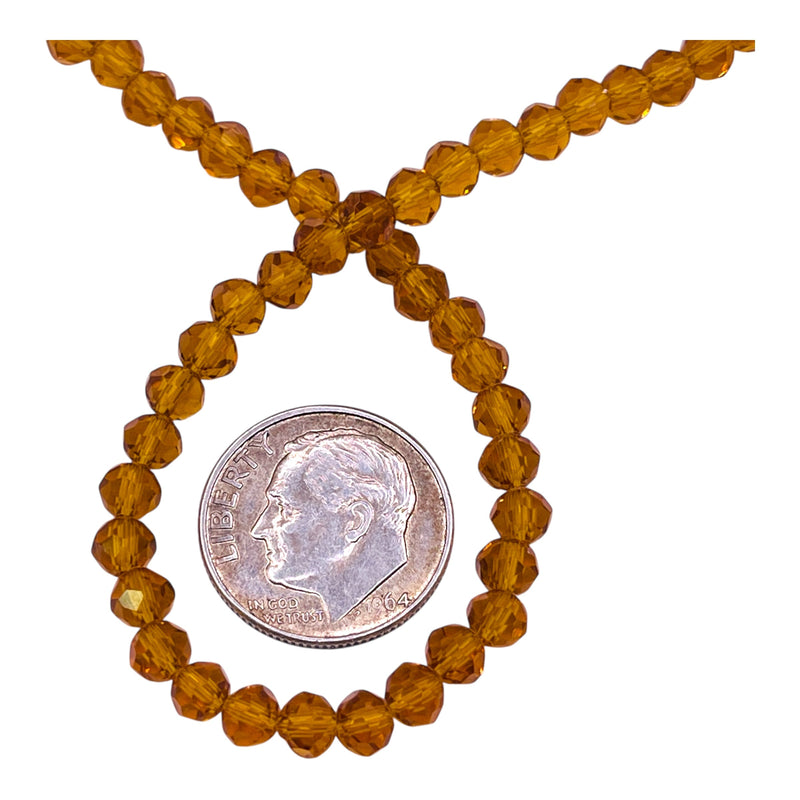 4mm Thunder Polish Glass Crystal Roundel Cut Topaz