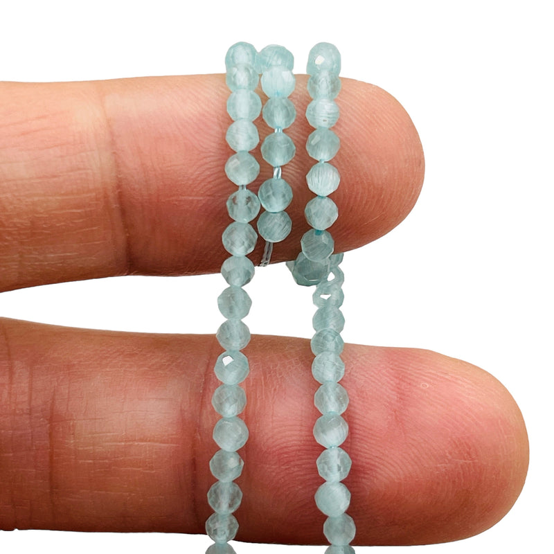 3mm Thunder Polish Round Cut Med. Aquamarine Jade