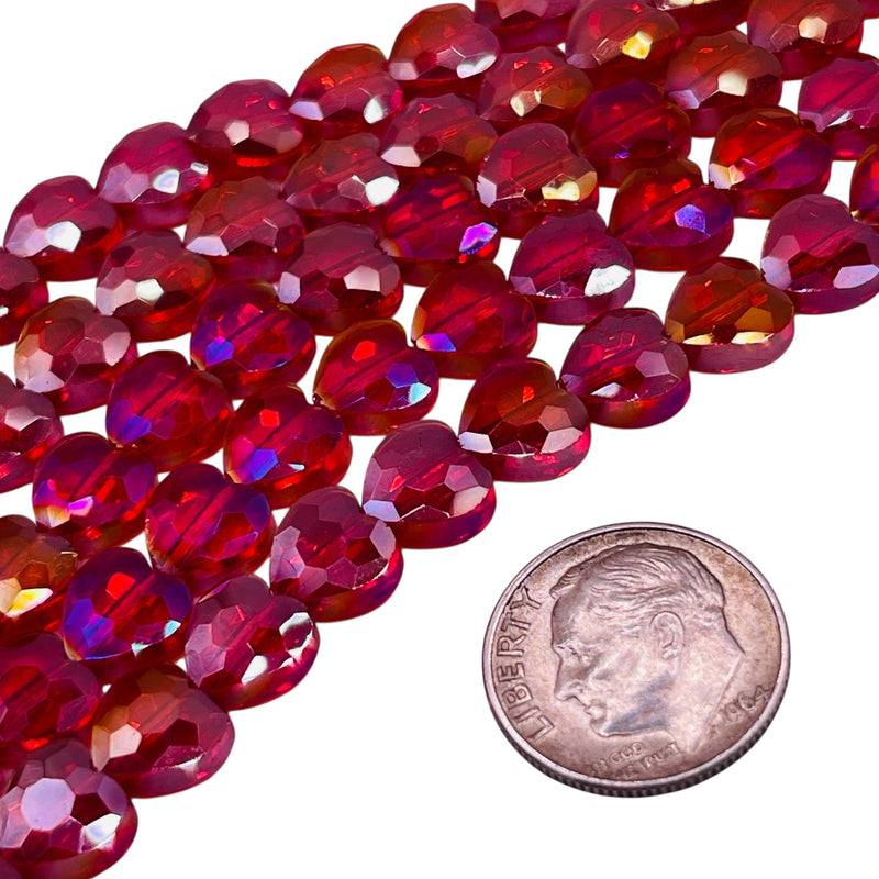 8mm Heart Glass Crystal Red