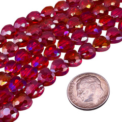 8mm Heart Glass Crystal Red