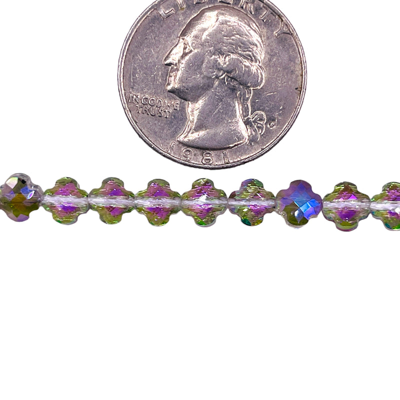 6mm Clover Glass Crystal Magic Purple