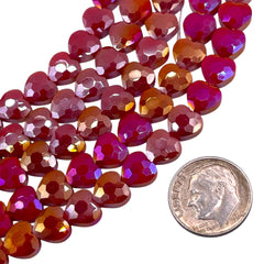 8mm Heart Glass Crystal Ruby