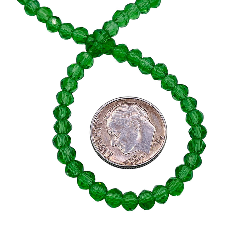 4mm Thunder Polish Glass Crystal Roundel Cut Peridot
