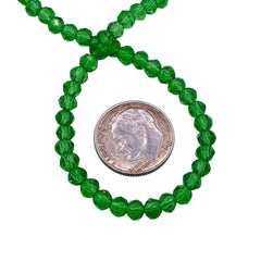 4mm Thunder Polish Glass Crystal Roundel Cut Peridot