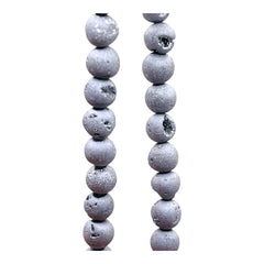 6mm Druzy Round Silver