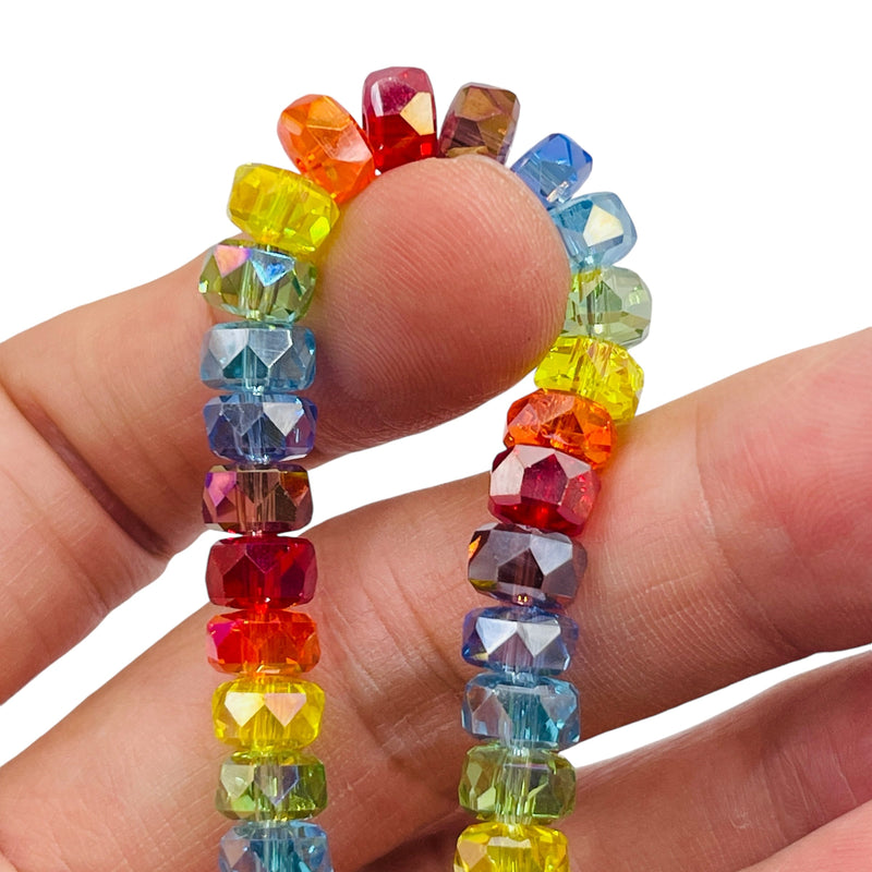 8x4mm Cylinder Cut Glass Crystal Rainbow