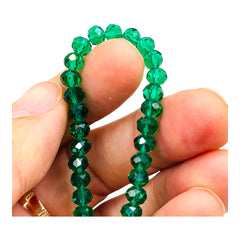 6mm Thunder Polish Glass Crystal Roundel Cut Green Zircon