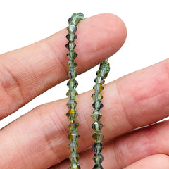 4mm Thunder Polish Glass Crystal Bicone Chrysolite MP