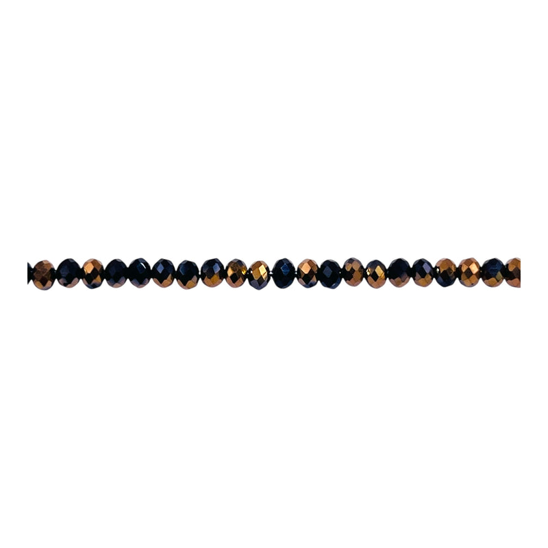3mm Thunder Polish Glass Crystal Roundel Cut Jet Half Copper