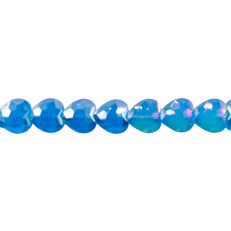 8mm Heart Glass Crystal Blue Jade AB