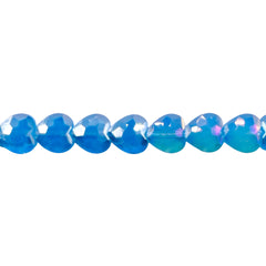 8mm Heart Glass Crystal Blue Jade AB