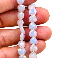 8mm Heart Glass Crystal White Jade AB
