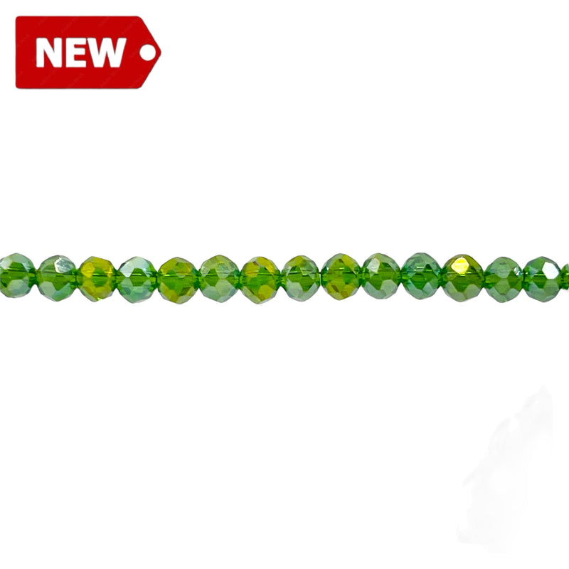 4mm Thunder Polish Glass Crystal Roundel Chrysolite Super AB