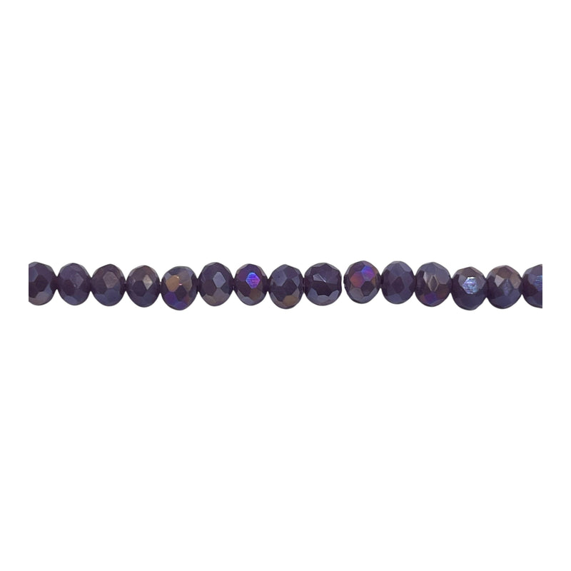 4mm Thunder Polish Glass Crystal Roundel Cut Purple Jade AB